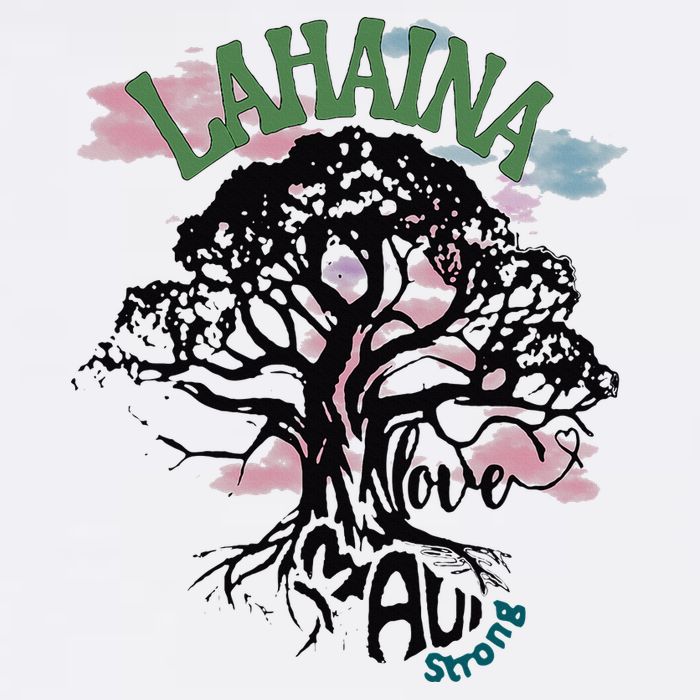 Retro Lahaina Strong Love Maui Support Hawaii Trees Flat Bill Trucker Hat
