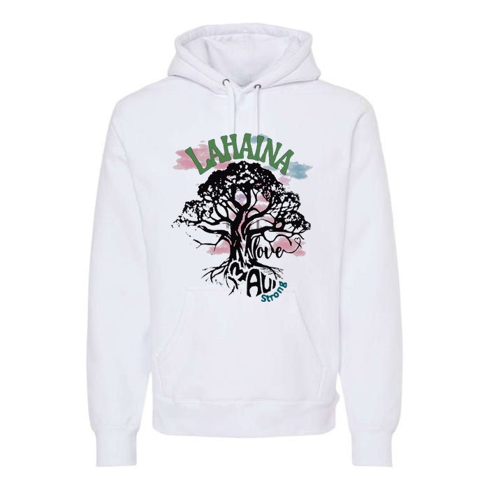 Retro Lahaina Strong Love Maui Support Hawaii Trees Premium Hoodie