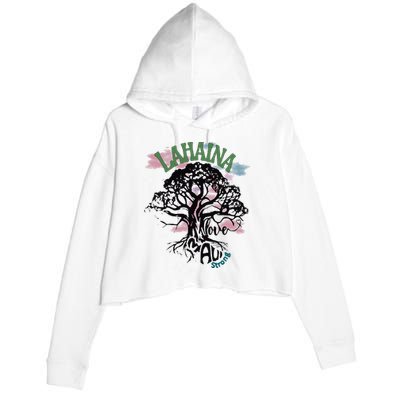 Retro Lahaina Strong Love Maui Support Hawaii Trees Crop Fleece Hoodie