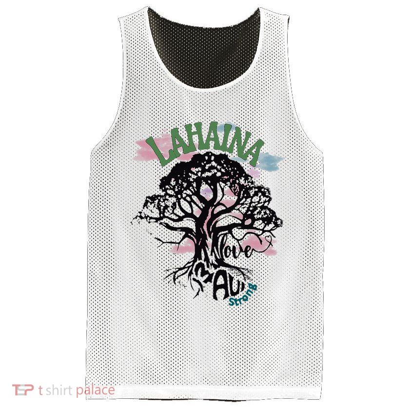Retro Lahaina Strong Love Maui Support Hawaii Trees Mesh Reversible Basketball Jersey Tank