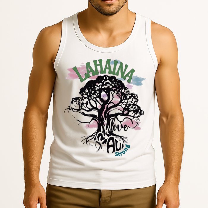 Retro Lahaina Strong Love Maui Support Hawaii Trees Tank Top