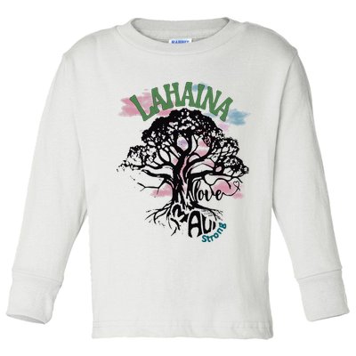 Retro Lahaina Strong Love Maui Support Hawaii Trees Toddler Long Sleeve Shirt