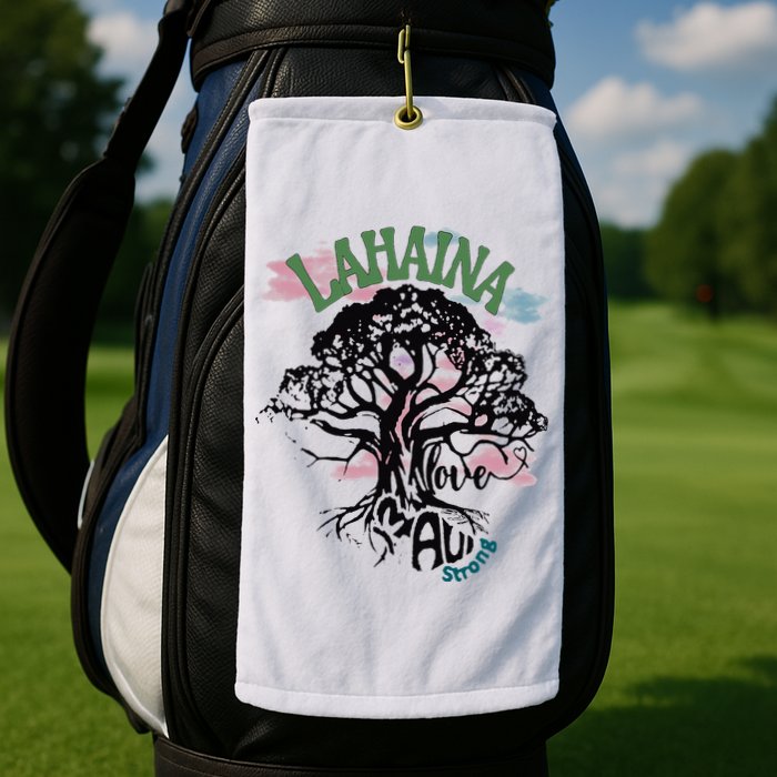 Retro Lahaina Strong Love Maui Support Hawaii Trees Golf Towel