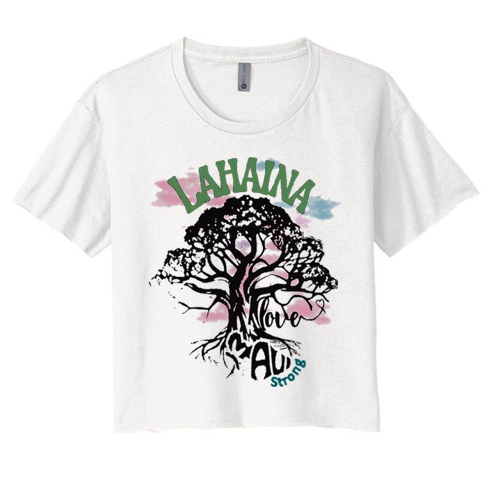 Retro Lahaina Strong Love Maui Support Hawaii Trees Crop Top