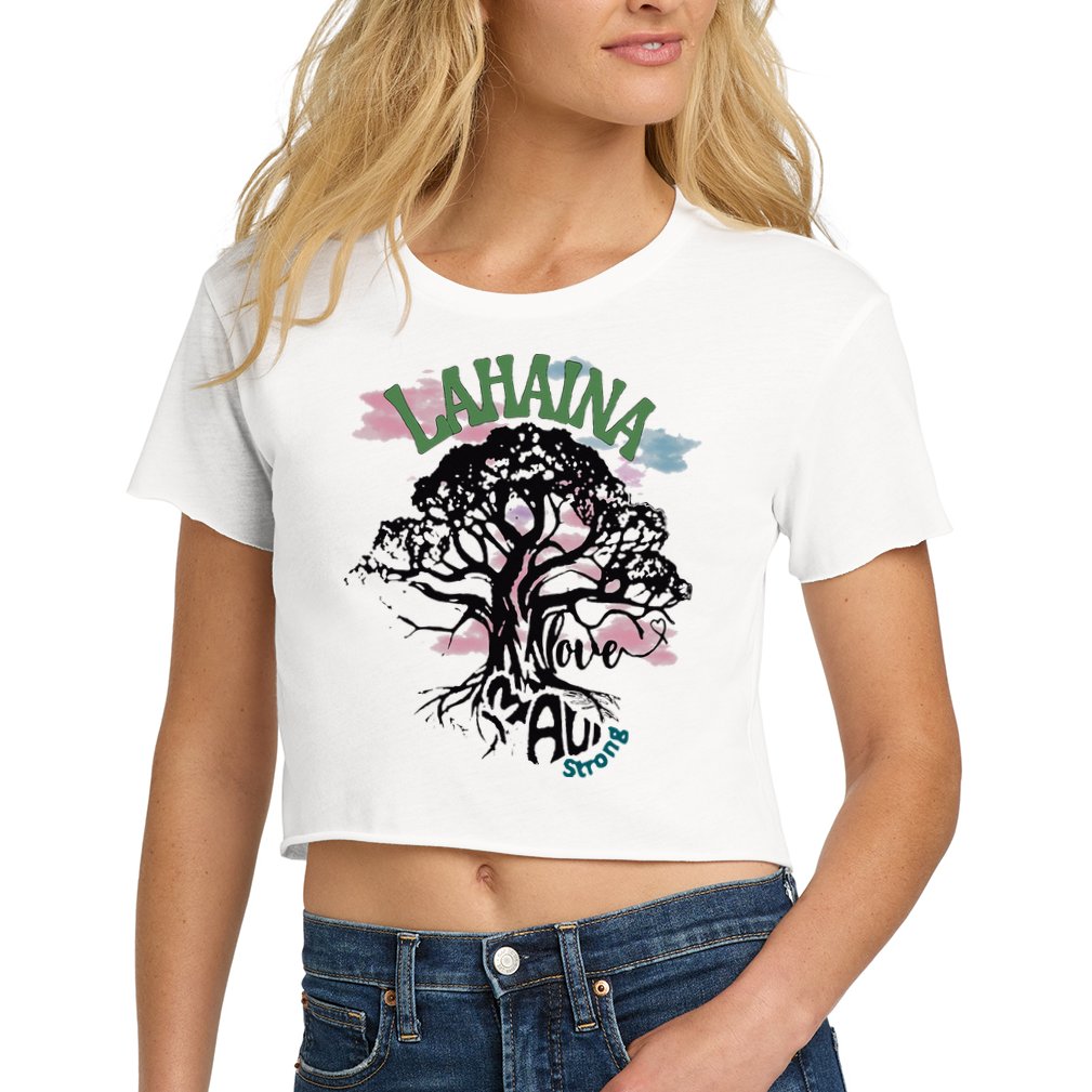 Retro Lahaina Strong Love Maui Support Hawaii Trees Crop Top