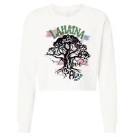 Retro Lahaina Strong Love Maui Support Hawaii Trees Cropped Pullover Crew