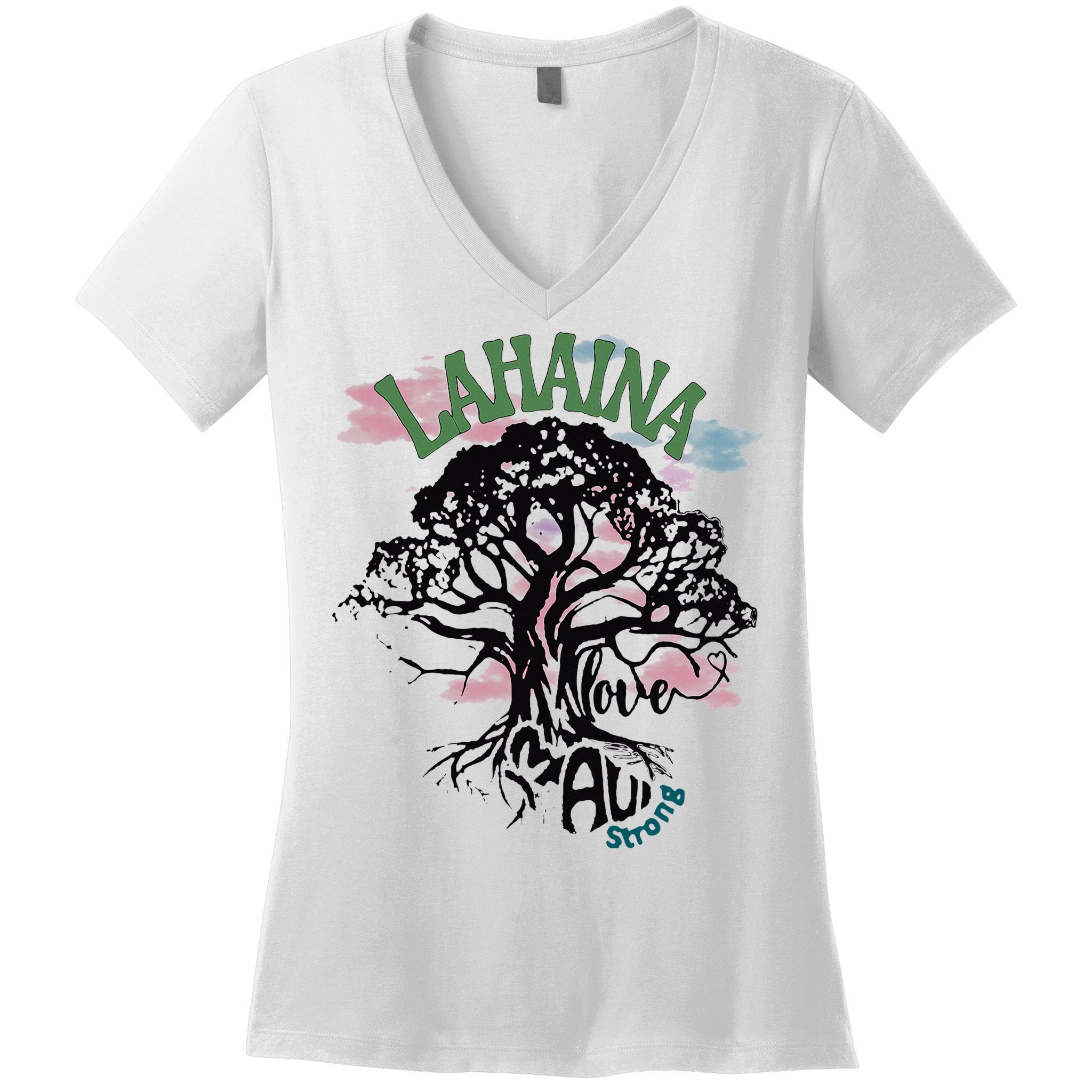 Retro Lahaina Strong Love Maui Support Hawaii Trees Women's V-Neck T-Shirt