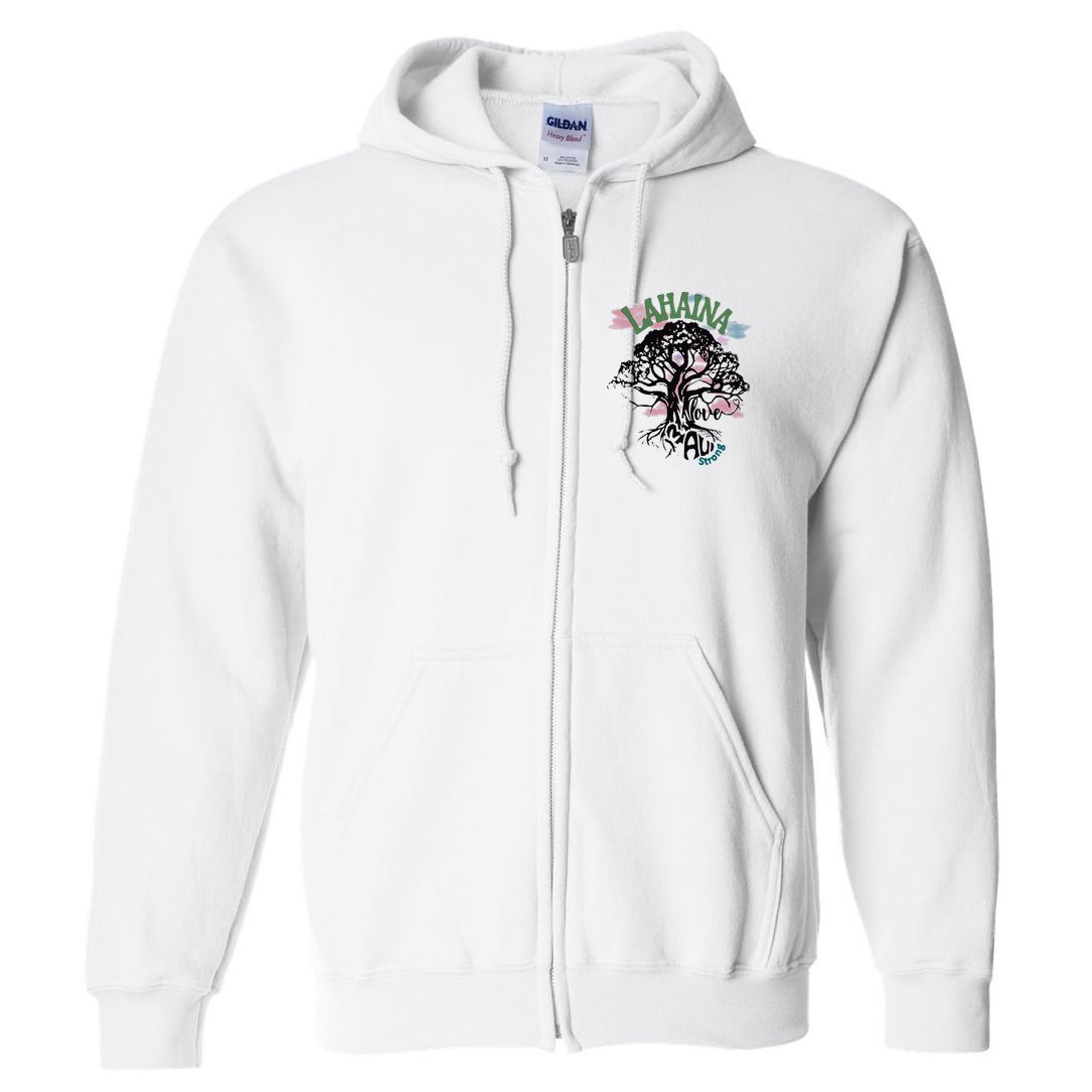 Retro Lahaina Strong Love Maui Support Hawaii Trees Full Zip Hoodie