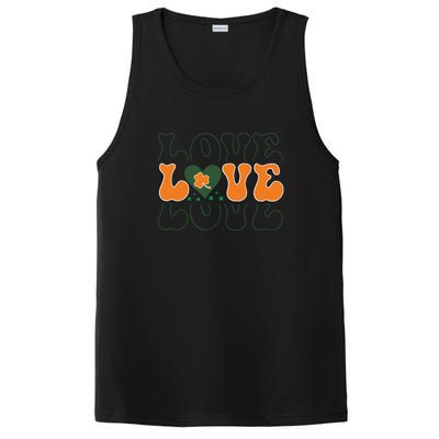 Retro Love Shamrock Groovy St Patricks Day PosiCharge Competitor Tank