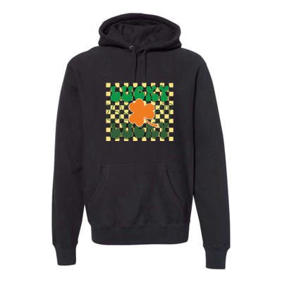 Retro Lucky Shamrock Groovy St Patricks Day Premium Hoodie