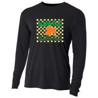 Retro Lucky Shamrock Groovy St Patricks Day Cooling Performance Long Sleeve Crew