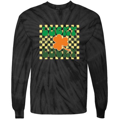 Retro Lucky Shamrock Groovy St Patricks Day Tie-Dye Long Sleeve Shirt