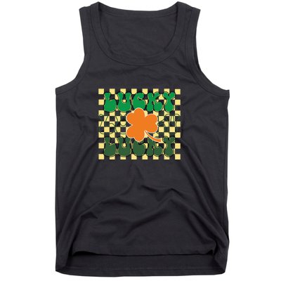 Retro Lucky Shamrock Groovy St Patricks Day Tank Top