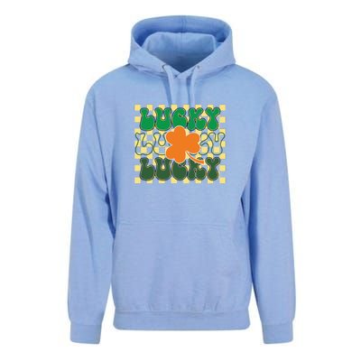 Retro Lucky Shamrock Groovy St Patricks Day Unisex Surf Hoodie