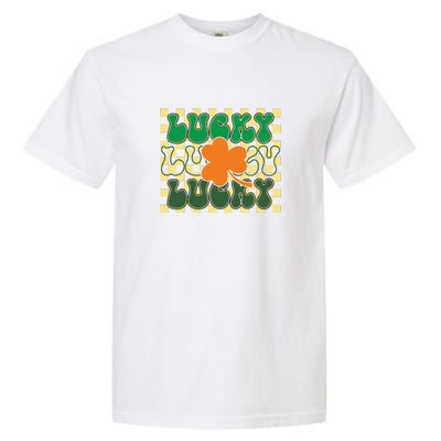 Retro Lucky Shamrock Groovy St Patricks Day Garment-Dyed Heavyweight T-Shirt