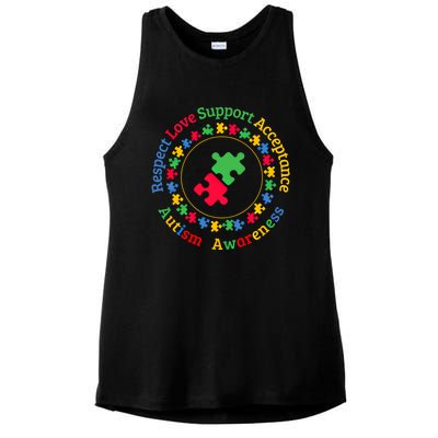 Respect Love Support Acceptance Autism Awareness Day Gift Ladies PosiCharge Tri-Blend Wicking Tank