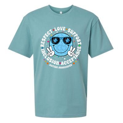 Respect Love Support Acceptance Inclusion Autism Smile Face Great Gift Sueded Cloud Jersey T-Shirt