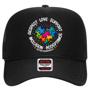 Autism Shirt Women Men Respect Love Support Autism Awareness High Crown Mesh Back Trucker Hat