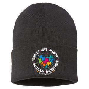 Autism Shirt Women Men Respect Love Support Autism Awareness Sustainable Knit Beanie