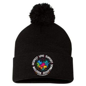 Autism Shirt Women Men Respect Love Support Autism Awareness Pom Pom 12in Knit Beanie