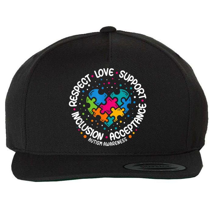 Autism Shirt Women Men Respect Love Support Autism Awareness Wool Snapback Cap