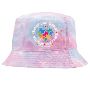 Autism Shirt Women Men Respect Love Support Autism Awareness Tie-Dyed Bucket Hat