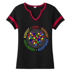 Respect Love Support Autism Awareness Autism Gift Ladies Halftime Notch Neck Tee