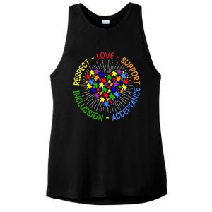 Respect Love Support Autism Awareness Autism Gift Ladies PosiCharge Tri-Blend Wicking Tank