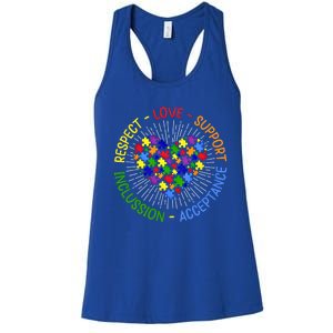 Respect Love Support Autism Awareness Autism Gift Women's Racerback Tank