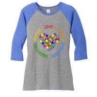 Respect Love Support Autism Awareness Autism Gift Women's Tri-Blend 3/4-Sleeve Raglan Shirt