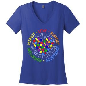 Respect Love Support Autism Awareness Autism Gift Women's V-Neck T-Shirt