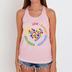 Respect Love Support Autism Awareness Autism Gift Women's Knotted Racerback Tank