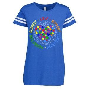 Respect Love Support Autism Awareness Autism Gift Enza Ladies Jersey Football T-Shirt