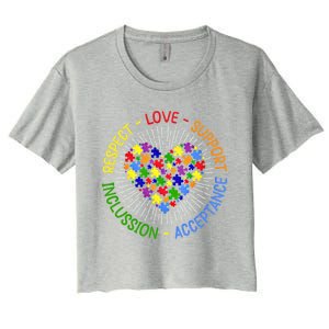 Respect Love Support Autism Awareness Autism Gift Women's Crop Top Tee