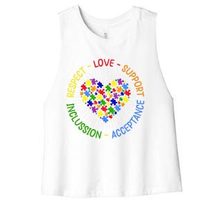 Respect Love Support Autism Awareness Autism Gift Women's Racerback Cropped Tank