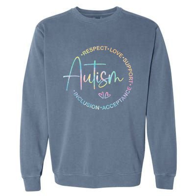 Respect Love Support Autism Awareness Month Meaningful Gift Garment-Dyed Sweatshirt