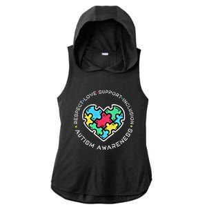 Respect Love Support Autistic Autism Awareness Teachers Gift Ladies PosiCharge Tri-Blend Wicking Draft Hoodie Tank