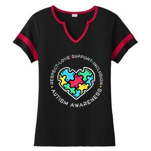 Respect Love Support Autistic Autism Awareness Teachers Gift Ladies Halftime Notch Neck Tee