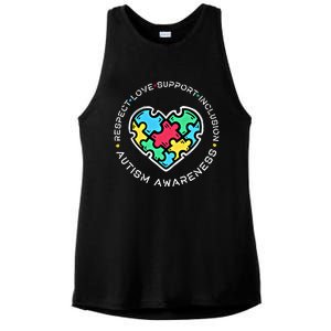 Respect Love Support Autistic Autism Awareness Teachers Gift Ladies PosiCharge Tri-Blend Wicking Tank