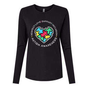 Respect Love Support Autistic Autism Awareness Teachers Gift Womens Cotton Relaxed Long Sleeve T-Shirt