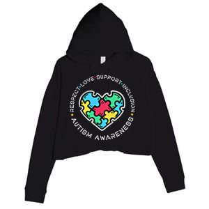 Respect Love Support Autistic Autism Awareness Teachers Gift Crop Fleece Hoodie