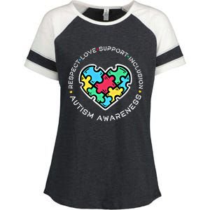 Respect Love Support Autistic Autism Awareness Teachers Gift Enza Ladies Jersey Colorblock Tee