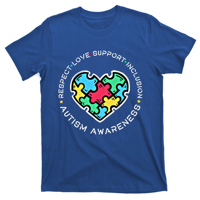 Respect Love Support Autistic Autism Awareness Teachers Gift T-Shirt