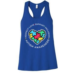 Respect Love Support Autistic Autism Awareness Teachers Gift Women's Racerback Tank