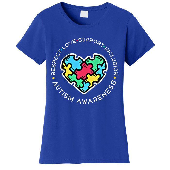 Respect Love Support Autistic Autism Awareness Teachers Gift Women's T-Shirt