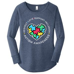 Respect Love Support Autistic Autism Awareness Teachers Gift Women's Perfect Tri Tunic Long Sleeve Shirt