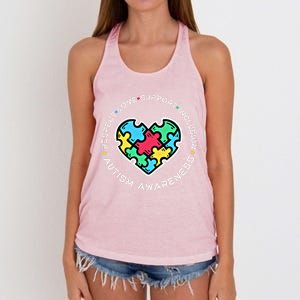 Respect Love Support Autistic Autism Awareness Teachers Gift Women's Knotted Racerback Tank