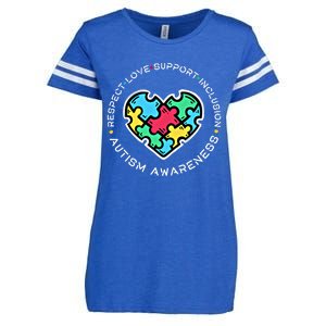 Respect Love Support Autistic Autism Awareness Teachers Gift Enza Ladies Jersey Football T-Shirt