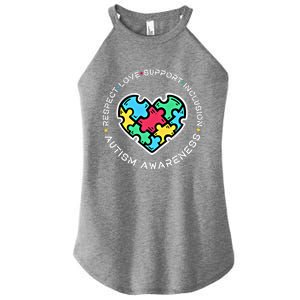 Respect Love Support Autistic Autism Awareness Teachers Gift Women's Perfect Tri Rocker Tank