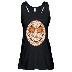 Retro Leopard Smile Face Fall Pumpkin Season Thanksgiving Ladies Essential Flowy Tank